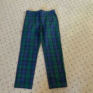 Vineyard Vines boys blue and green plaid holiday chino pants size 7